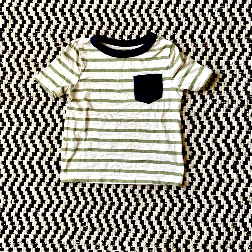 Old Navy Green Striped Pocket Tee